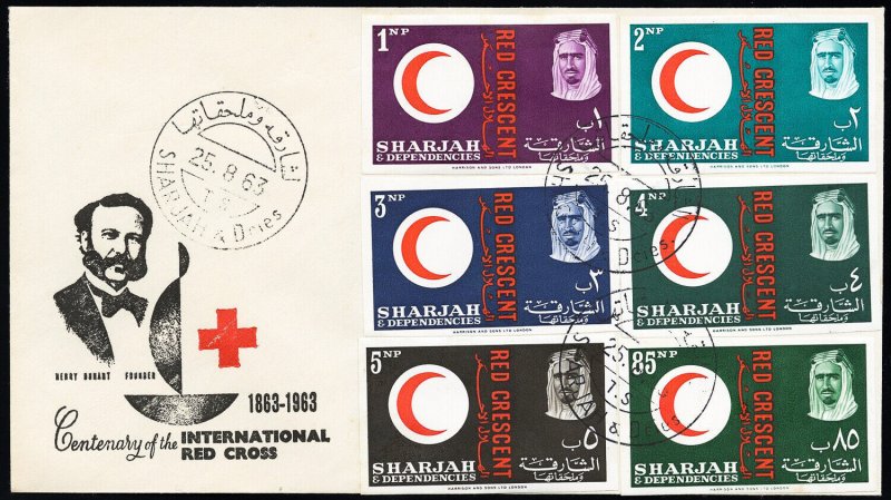 Sharjah Stamps Red Cross Rare First Day Cover