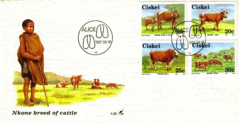Ciskei - 1987 Nkone Cattle FDC SG 111-114