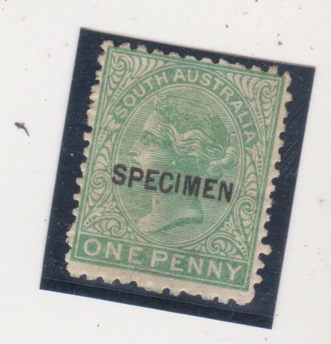 South Australia 1868 Specimen  1d blue green (perf 12x12 1/2)  SG 158 MHOG