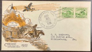 730a Linprint Cachet Century of Progress FDC 1933 w/Imperf pair