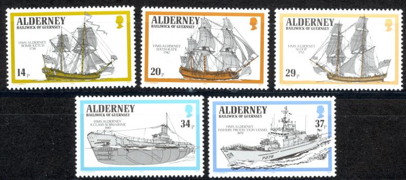 Alderney Sc# 55-59 MNH 1990 Ships