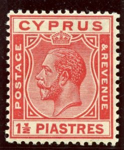 Cyprus 1925 KGV 1½pi scarlet MLH. SG 120. Sc 96.