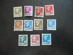 Stamps - Norway - Scott# 117-123,125-128 - Used Part Set of 11 Stamps