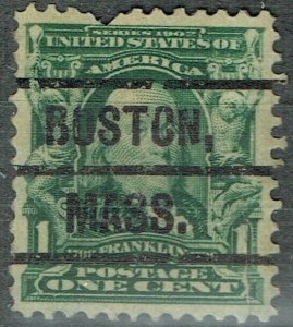 1903 1c FRANKLIN (300-L-4E) with precancel f/ Boston, MA Better type with fault.