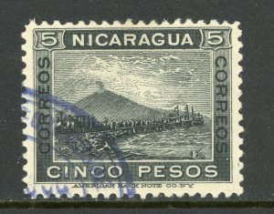 Nicaragua 1900 Momotombo 5 Peso Black Scott # 133 VFU W313 ⭐☀⭐☀⭐