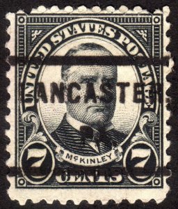 1927, US 7c, William McKinley, Used, Lancaster precancel, Sc 639