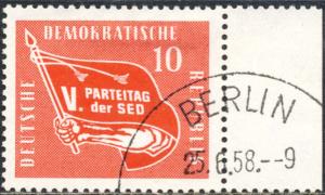 Germany DDR 1958 Sc 393 Socialist Party Congress Stamp Used