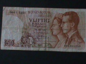 BELGIUM-1966-KINGDOM-NATIONAL BANK OF BELGIUM-$50 FRANCS-CIR-VF-58 YEARS OLD