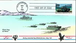 Beautiful Pugh Designed FDC Sicily Attacked by Allies  #96 of 135