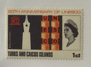 Turks & Caicos Islands 1966 Scott 155 MH - 1p,  20th Anniversary of UNESCO