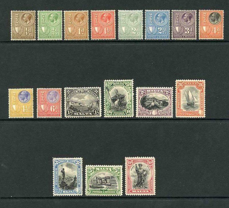 Malta SG193/209 Postage and Revenue M/M Set Cat 225 Pounds