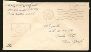 USA Censored US Army Postal Service PM 1945 FREE Cover Faulty Used c2