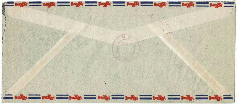 Bermuda 1952 OHMS registered, airmail cover to the U.S., franked 2/6d key plate
