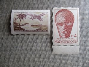 Chile, Scott# 392, 413, MNH