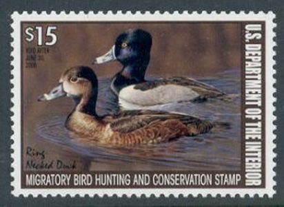 US Stamp #RW74 MNH - GLORIOUS Pair of Ring-Necked Ducks on the Water