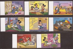 Uganda - 1991 Disney Characters in Japan - 8 Stamp Set - 21D-174