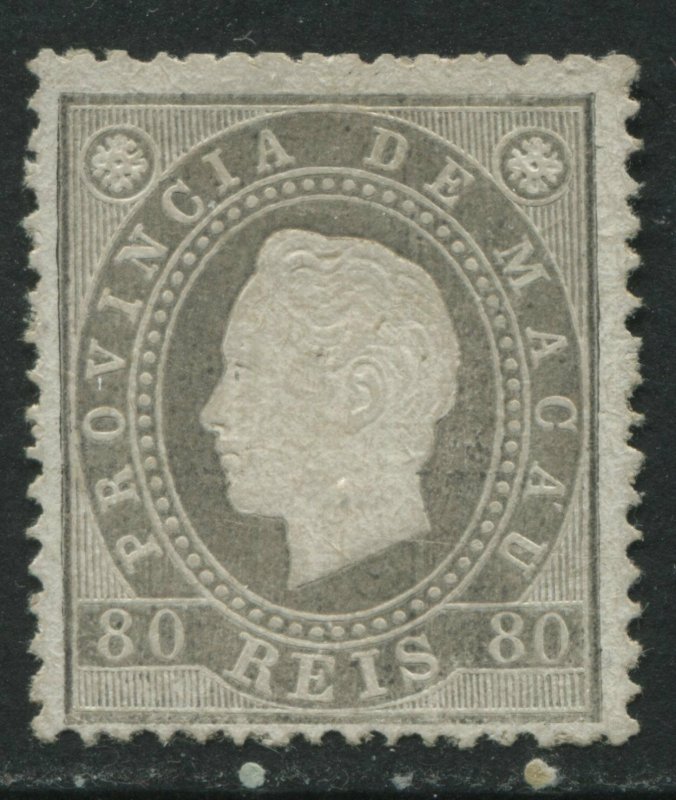 Macao 1888 80 reis grey unused no gum