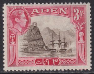 1939 - 1948 Aden 3 Anna Capture of Aden issue MVLH Sc# 22 CV: $1.60