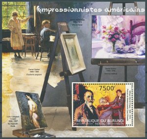 Burundi 2012 MNH Art Stamps American Impressionists William Merritt Chase 1v S/S