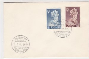 Iceland 1960 Reykjavik Cancels  FDC Hiking Man +Child&Dog Stamps Cover Ref 26539