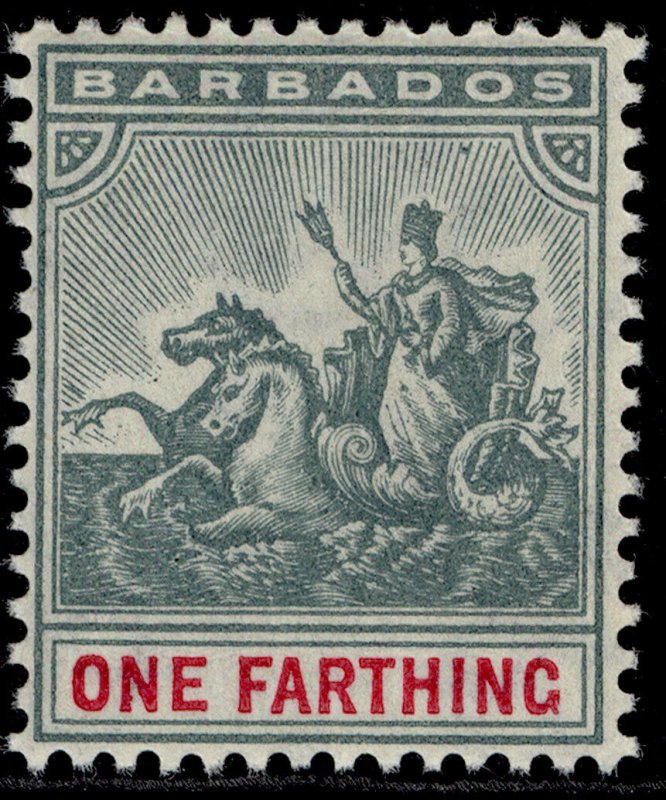 BARBADOS EDVII SG135, ¼d slate-grey & carmine, NH MINT. Cat £13. WMK MULT CA 