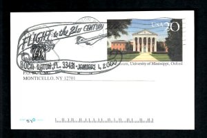 CO6d  Handstamped  Postal Card Flight to the 21st Century Boca Raton Fl.  1-1-00