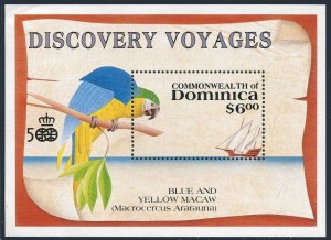 Dominica 1305-1306,MNH.Mi Bl.178-179.Discovery voyages,1991.Columbus ships,Macaw