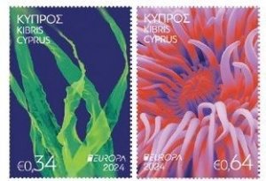 Cyprus 2024 Europa CEPT Underwater Fauna & Flora set of 2 stamps MNH
