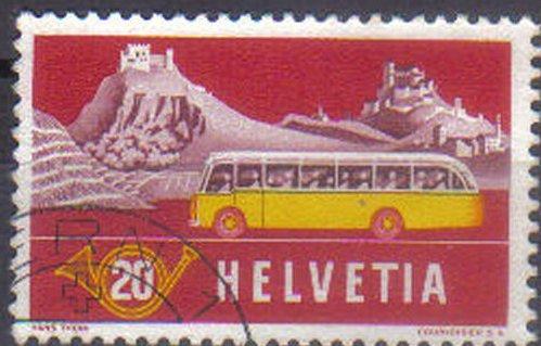 SWITZERLAND, 1952, used 20c, For Mobile P.O. Mail.