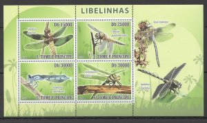 B0731 2008 Sao Tome & Principe Fauna Insects Dragonflies 1Kb Mnh