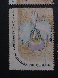 ​CUBA -1966 VERY OLD STAMPS-CHRISTMAS STAMPS-LOVELY FLOWERS-USED VERY FINE