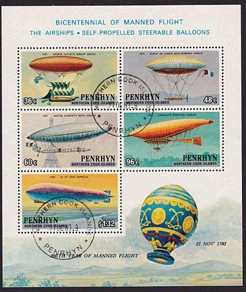 PENRHYN IS 1983 Manned flight souvenir sheet fine used......................9763