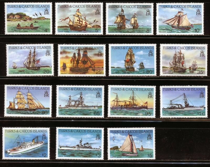 TURKS & CAICOS SHIPS SCOTT#578a/98a   MINT NEVER   HINGED