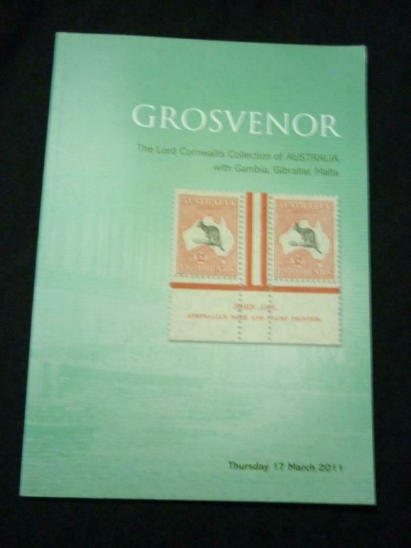 GROSVENOR AUCTION CATALOGUE 2011 AUSTRALIA 'CORNWALLIS' + GAMBIA MALTA ETC