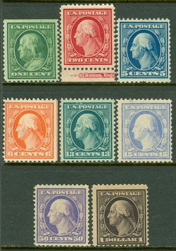 EDW1949SELL : USA 1908-09 Sc #331-32, 35-36, 39-42 Mint. Nice looking. Cat $1025