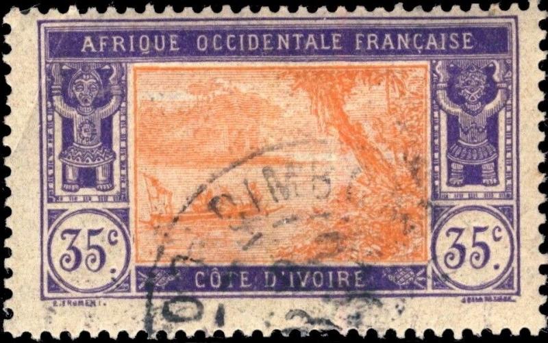 CÔTE-D'IVOIRE - 192? - CAD DIMBOKRO / COTE-D'IVOIRE DOUBLE CERCLE SUR N°50