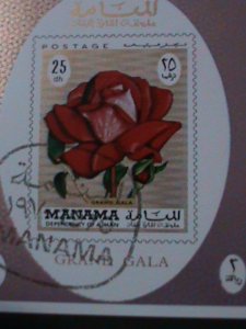 ​MANAMA-1970 WORLD FAMOUS ARTS-PAINTING-THE ROSE-CTO IMPERF-S/S VF-LAST ONE