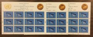 UN, Nobel Peace Prize-2001, sheets of 12 from NY, Geneva & Vienna. MNH