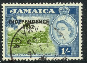 JAMAICA 1962 1sh INDEPENDENCE OVERPRINT Issue Sc 192 VFU