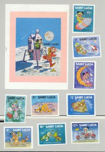 St Lucia #491-500 IYC, Disney, Space 9v & 1v S/S Imperf Proofs