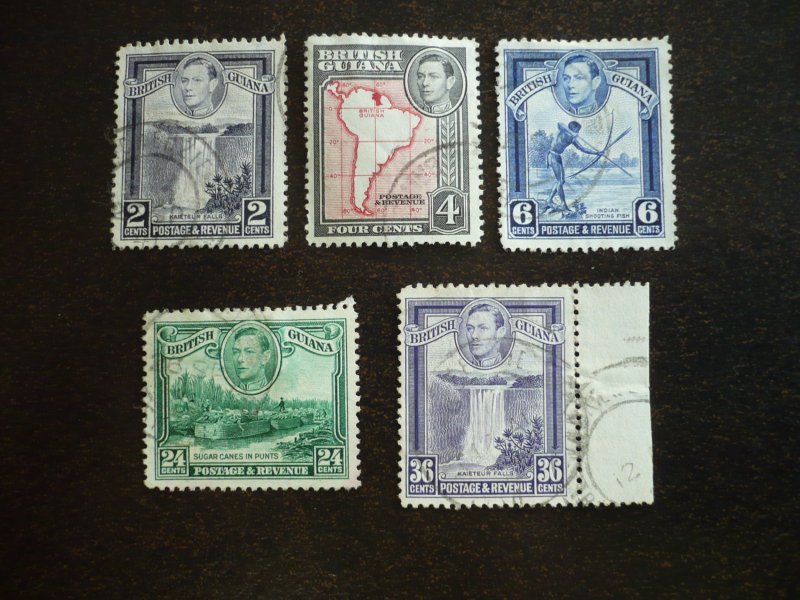 Stamps - British Guiana - Scott#231 - 235 - Used Partial Set of 5 Stamps
