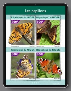 Niger - 2021 Butterflies, Fritillary, Painted Lady - 4 Stamp Sheet - NIG210107a