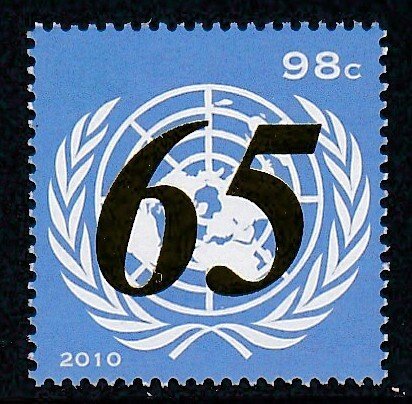 United Nations - New York # 1010, U N 65th Anniversary, Mint NH 1/2 Cat.
