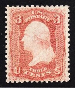 US Stamp #65 3c Rose Washington  MINT HINGED SCV $125