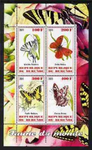 BURUNDI - 2011 - Butterflies - Perf 4v Sheet #1 - Mint Never Hinged