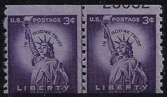 1057 - 3c Miscut Error / EFO Pair W/Partial Pl# 25052 Palindrome# Mint NH