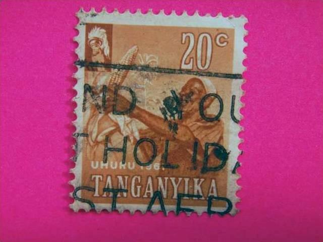 TANGANYIKA, 1961, East Africa, used 20c. brown, Independence. Inscr ?UHURU 19...