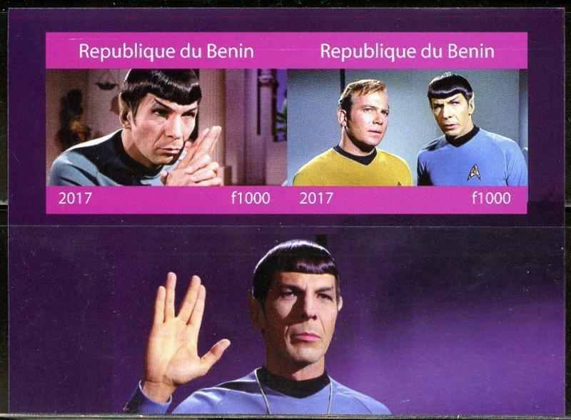 BENIN 2017  STAR TREK CAPTAIN KIRK & SPOCK   IMPERFORATE SHEET OF TWO MINT NH