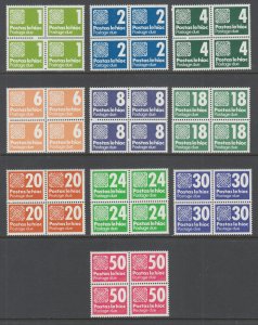 Ireland Sc J28-J36 MNH. 1980-85 Postage Dues, complete set, blocks of 4