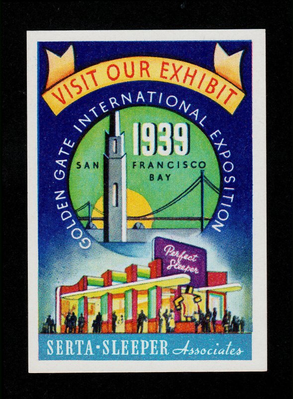 POSTER STAMP SAN FRANCISCO GOLDEN GATE EXPO SERTA SLEEPER 1939 MNH-OG